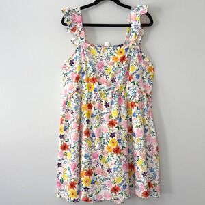 Babydoll Mini Dress Floral Ruffle Strap Tie Back SHEIN Curve 3XL